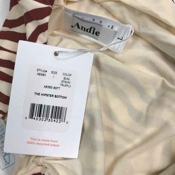 ANDIE Hipster Bikini Swim Bottom Women Sz L Striped Feminine Resort Retro NWT - Picture 6 of 8